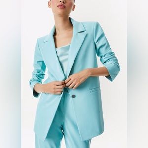 Alice + Olivia Dunn vegan leather blazer